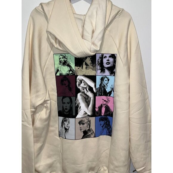 Taylor Swift The Eras Tour Cream Graphics Causal Pullover Hoodie Women's Size XL - Picture 5 of 11